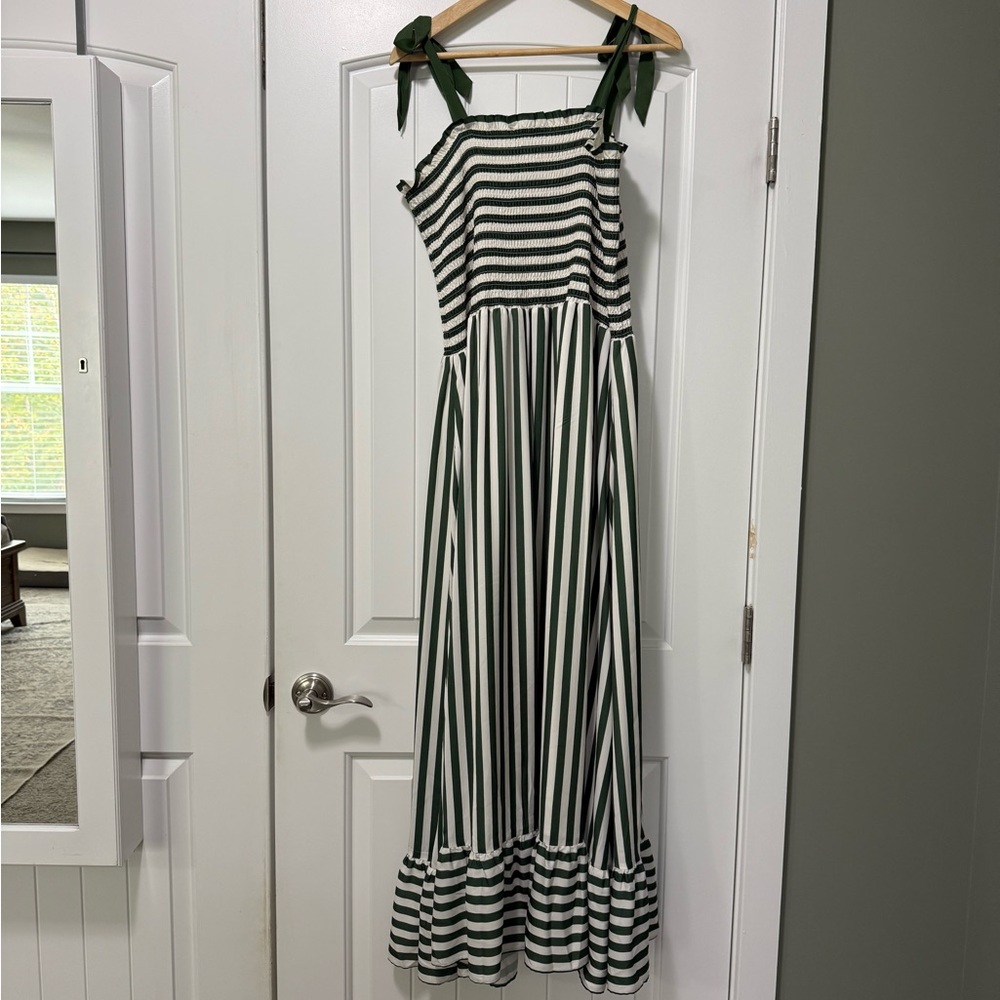 summersalt Green and White Striped Maxi Dress with Tie Straps - Picture 10 of 10